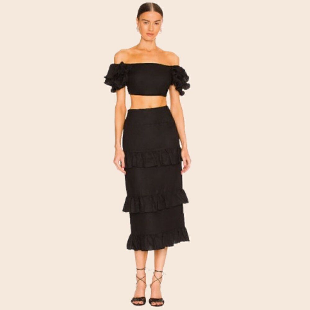 Revolve Yaura Okiki Skirt in Black Size 8 US, Size 12 UK